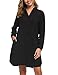MANAIXUAN Women's Oversized Shirt Dress V Neck Long Sleeve Loose Casual with Pockets Front Button Black