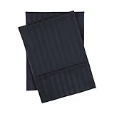 Superior 100% Egyptian Cotton 300 Thread Count Striped Pillowcase Set, Sateen Weave, 2 Pack, Bed Essentials, Guest Bedroom Pillow Covers, Soft Pillowcases, Bedding Basics, Navy Blue, Standard