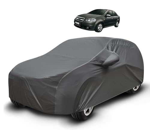 Image of Auto Hub Waterproof Car Cover Compatible with Aveo with Mirror Pockets, Soft Cotton Lining, Aveo Car Cover Waterproof, Grey
