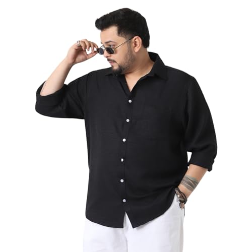 Image of Urbano Plus Men's Linen Blend Full Sleeve Relaxed Fit Casual Solid Shirt