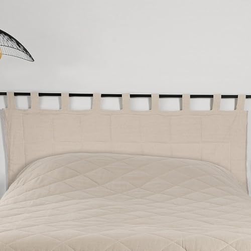 LINDER Tête de lit en tissu rembourré - Tissu tissé et teint en France - Finition Patte -...