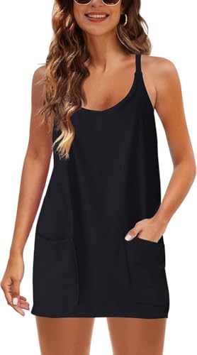 Womens Sleeveless Athletic Hot Shot Mini Dress with Built-in Shorts Sundress2