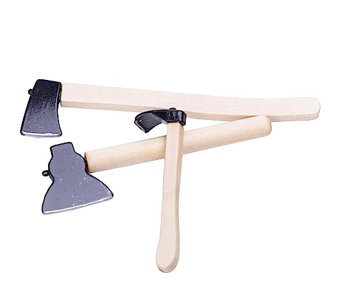 zalati Puppenhaus Axt 3pcs Mini Spielzeug mit Holzgriff und Metallkopf für 1:12 Puppenhaus Fee Garten Dekoration