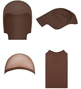 Hoedia 2-Pack Latex Bald Cap with 2 PCS Wig Caps for Adults Women Men, Cosplay Costume Accessorie...