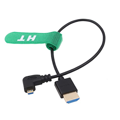 Image of HangTon Micro HDMI 4K 120Hz 8K Ultra HD Cable for Sony A6500 A7III Canon EOS M R5 R7 GH4 X-T4 Z50 Camera ATOMOS Ninja V Portkeys Monitor Type A D HDMI 2.1 Left Angle 30cm