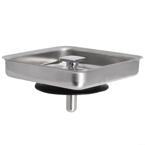 Besttoolifes Colino quadrato in acciaio inox per lavello da cucina, tappo di scarico da 78 mm, anti-intasamento, design microperforato, anti-blocco, tappo a rete per cestello