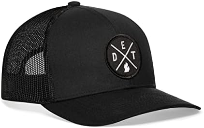 HAKA DET City Trucker Hat, Detroit Hat for Men & Women, Adjustable Baseball Hat, Mesh Snapback, Sturdy Outdoor Black Golf Hat (Black)