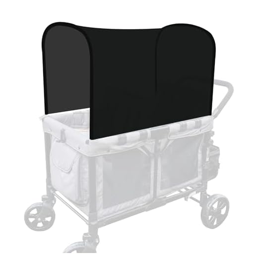 LUAATT Stretchy Panoramic Canopy Compatible with Wonderfold Stroller Wagons W2/W4 All Model,UPF50+ Fabric Sun Shade and Protection for Riders(Black)