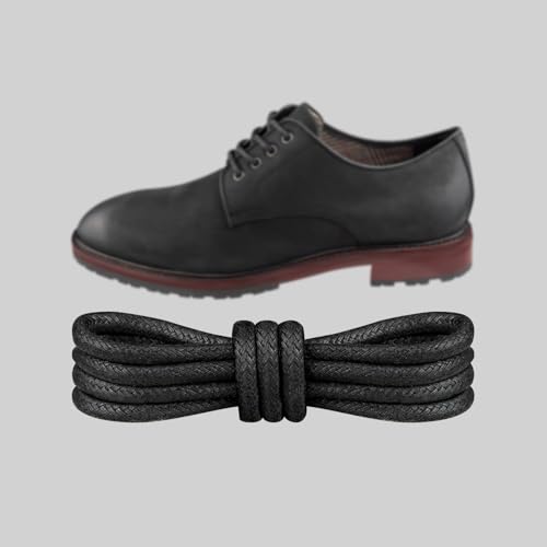 Waxed Shoelaces for Dress Oxford Golf Chukka Shoes,3MM Shoe Laces Replacement Strings(Color:Black,Size:29Inch)