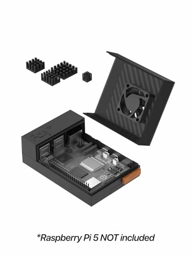Argon Poly+5 Raspberry Pi 5 Case | Pi 5 Case with 30mm PWM Fan, Heatsink, Simple Removable Top Cover for Pi 5 (Black)