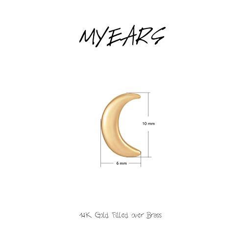 MYEARS Women Crescent Moon Earrings Gold Stud 14K Gold Plated Small Simple Hypoallergenic Everyday Jewelry