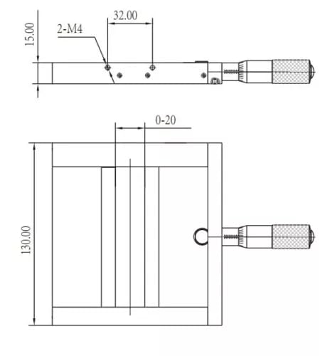 Lsxf2-20 One-Way Micrometer Adjustable Optical Slit, Single Adjustable Slit 20mm