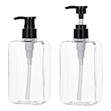 Yebeauty 2 Pack Pump Bottle Dispenser, 6.8oz 200ml Clear Refillable Shampoo and Conditioner Bottles Dispenser, Empty Plastic Shower Hand Soap Dispenser Lotion Container for Bathroom Kitchen