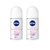 NIVEA Extra Brightening 8 Super Food Vitamin C Collagen Booster Underarm Roll-On Deodorant, Alcohol-Free, 48HR Odor Protection, Smooth & Bright Skin, 50ml, 1.69oz, Pack of 2