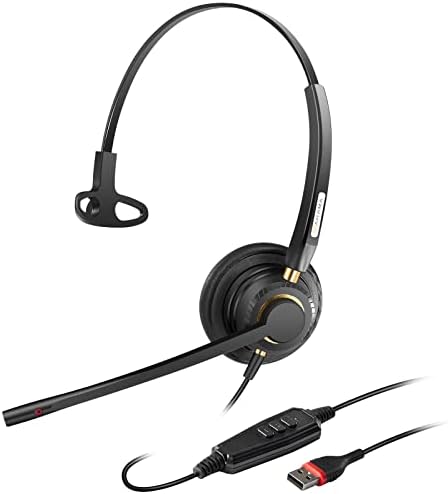 USB Headset with Microphone Noise Cancelling & Audio Controls Ultra Comfort USB Headphone for Computer Laptop Pc Business Skype UC Webinar Call Center Office