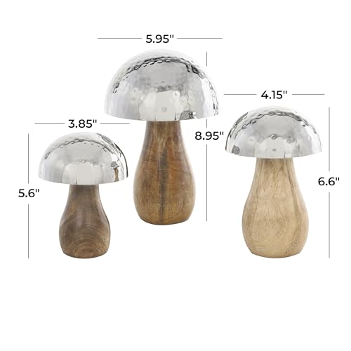 Escultura decorativa set de 3 piezas en acero inoxidable y madera miniatura 6