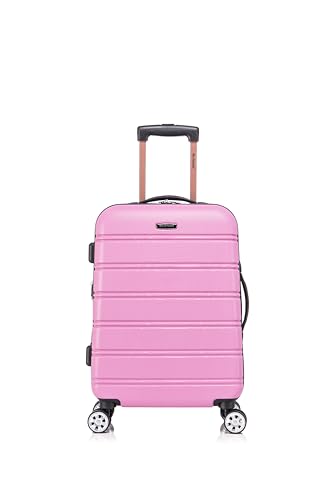 Rockland Melbourne Hardside Expandable Luggage with Spinner Wheels, Pink, 20"/14" 2pc Set2