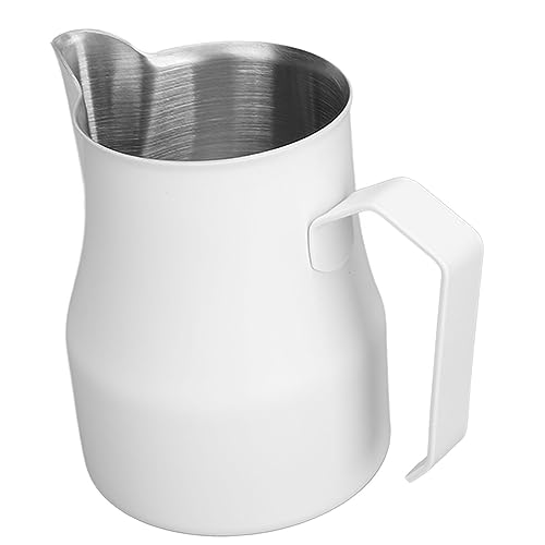 Copo de Leite de café, Jarro de de café Inquebrável de Aço Inoxidável 304 para Casa (Branco 450ML)