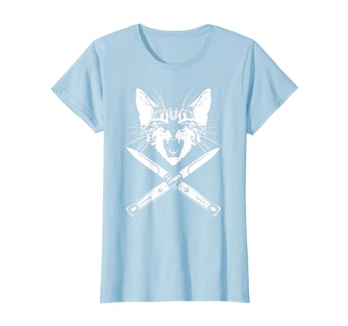 Hissing Cat with Crossed Switchblade Knives Kitten Claws T�V���c