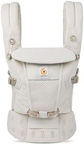 Ergobaby Adapt Babytrage für Neugeborene ab Geburt, 3-Positionen SoftFlex Mesh Ergonomische Babybauchtrage Rückentrage Baby-Tragetasche, Natural Beige, 1 Einheit