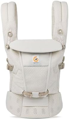 Ergobaby Adapt Babytrage für Neugeborene ab Geburt, 3-Positionen SoftFlex Mesh Ergonomische Babybauchtrage Rückentrage Baby-Tragetasche, Natural Beige, 1 Einheit