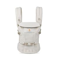 Ergobaby Adapt Babytrage für Neugeborene ab Geburt, 3-Positionen SoftFlex Mesh Ergonomische Babybauchtrage Rückentrage Baby-Tragetasche, Natural Beige, 1 Einheit