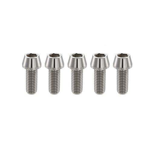 Image of RISON Titanium Bolts Ti Bolt M8*1.25 * 15 Hex Tapered Socket Head 5Pcs Original Titanium Hex Tapered Head Bolt Screw for Bike stem