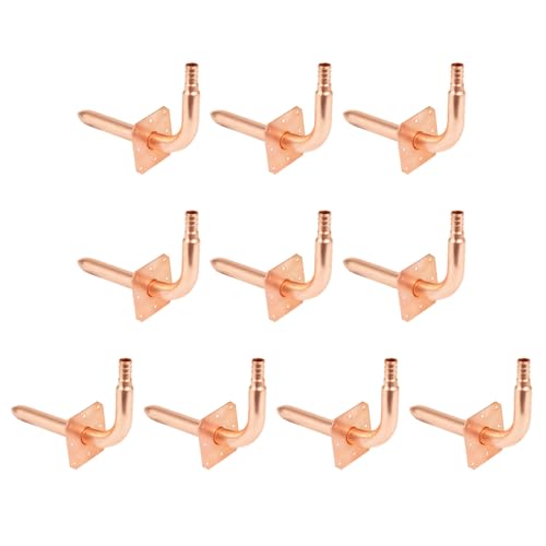 PLUMBINGMASTER Copper Stub Out Elbows with Wall Flange Stub Out 1/2’’-6inch Lengh Easy to Install, Lead-Free-PEX Stub Out Accessories, ASTM F1807(10pcs)