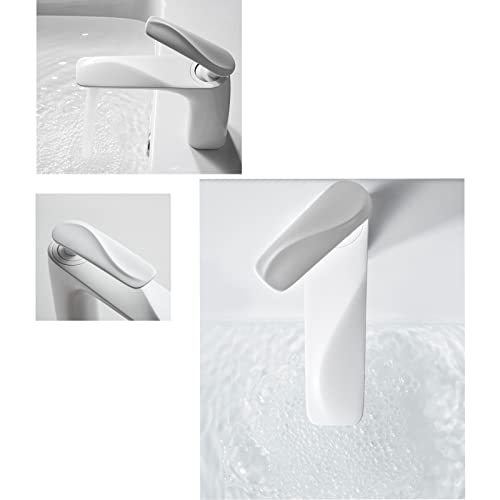 Mitigeur salle de bain monotrou blanc avec cartouche céramique durable