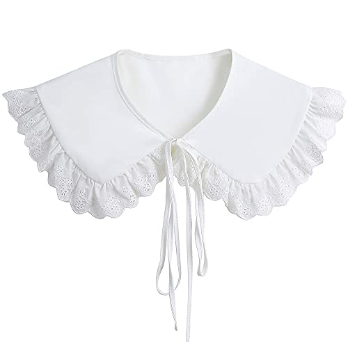 YEKEYI Detachable False Collar Embroidery Neck Ruff Mini Cape Dickey Collar for Women Girls