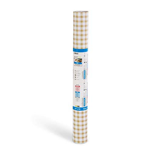 Smart Design Bonded Grip Shelf Liner – 18In X 5Ft – Non-Adhesive Drawer Liner With Strong Grip Helps Protect And Personalize Your Home Organization And Storage – Honey Brown Gingham #TOP1