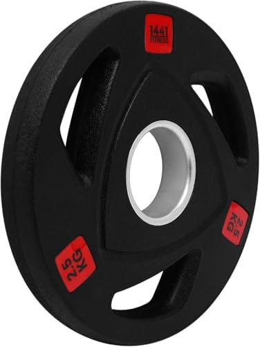 1441 Fitness Tri Grip Weight Plates with Rubber Finish – 2’’ Opening Olympic Weight Plates for Lifting, Strength Training, Gym Lifting, Exercise, Solid Cast Iron Core Bar Plates (2.5 Kg to 20 Kg)