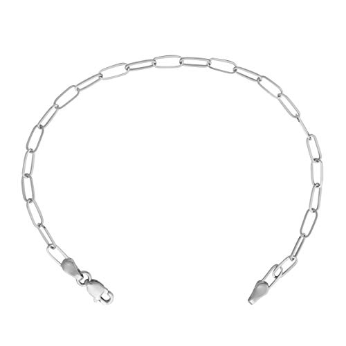 LoveBling 14k White Gold Paper Clip Bracelet