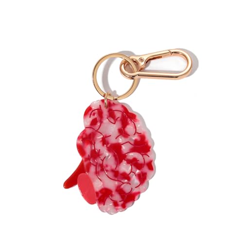Novelty Keychain with Gold Metal Hook, Pink and Clear Design for Women Girls Gift