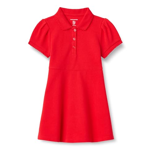 Amazon Essentials Toddler Girls Short Sleeve Polo Dress Bright Poppy Red 2T