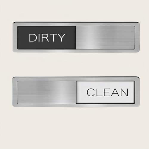 Juego de 2 imanes para lavavajillas con texto en inglés 'Clean Dirty', fuerte indicador universal para organización de cocina, decoración de cocina en blanco y negro, decoración de apartamentos (2)