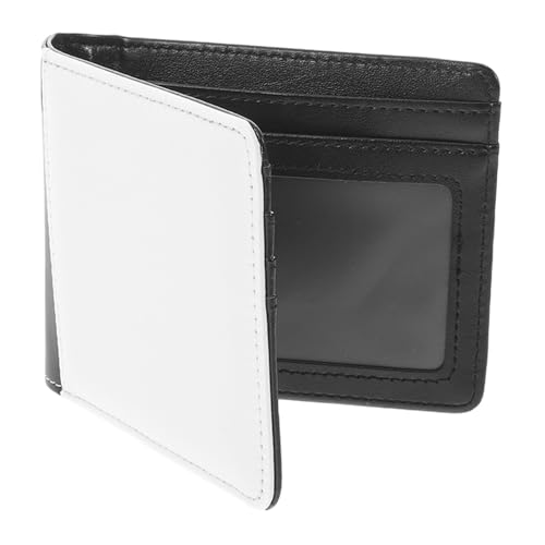 VILLCASE Cartera Plegable para Sublimación DIY Monedero Blanco de PU con Ventana para Identificación Tarjetero con Ranuras y Bolsillo para Monedas Adecuado para Transferencia Térmica y