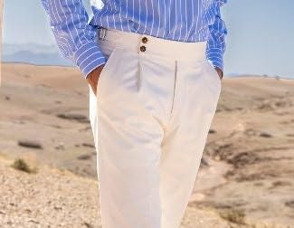 Men's Double Pleated Buckled Slim Pants Stylish Tailored Trouser Formal Wear Adjustable Waist Outfits Pants2