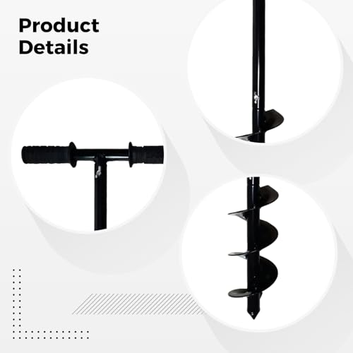 yeeplant Steel Handheld Soil Auger with 3.9 in X 23.6 in Drill Bit, Compost Aerator Tool Designed for Planting, Gardening, and Soil Preparation