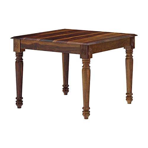 Image of Krishna Wood Decor Wood Dining Table 4 Seater with Chair | 4 Seater Dining Table Set Wooden | Dining Room Set Furniture | Dining Table Set | Honey Finish