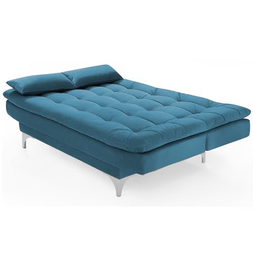 Image of Krancy 3-Seater Sofa Cum Bed for Living Room, Office & Home | Premium Fabric Sleeper Sofa Set with 1 Year Warranty | Comfortable Sofa for Guests, Lounge & Small Spaces | Turquise