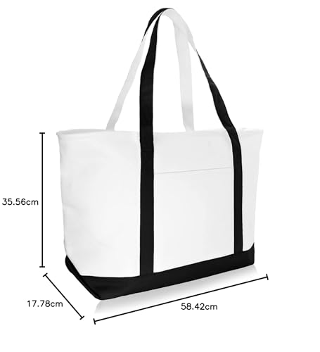 Image of DALIX 23 inch Premium 24 oz. Cotton Canvas Shopping Tote Bag