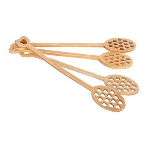VINTORKY 4pcs Honey Stick Mini Multi Tool Honey Stirring Sticks Mini Honey Jars Mini Whisk Mixing Spoon Chocolate Stirrers Honey Spoons Household Stirring Sticks Honeycomb Stir Rods Wooden