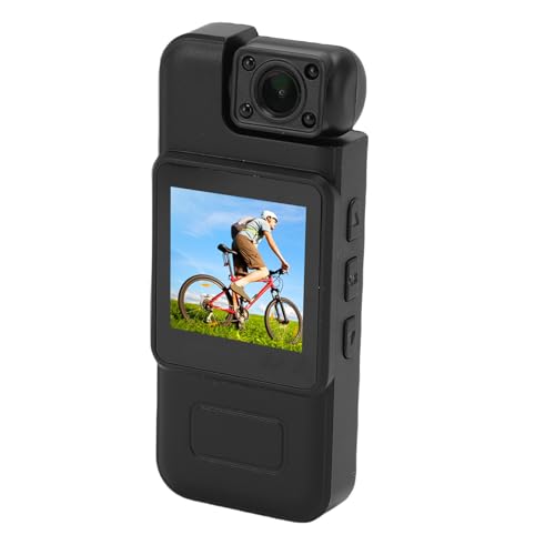 Dpofirs 4K Body Camera 180° Rotating Lens Motion Detection Loop Recording with 1000mAh Battery LCD Screen for Outdoor Activities Cycling