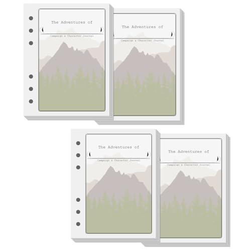 Mazeran Campaign Journal Pages for DnD, Fantasy Handmade Dungeons and Dragons 5e Character Sheet Refills, B6 6-Ring Binder Refillable Pages (2 X 2 Set of Campaign Pages)
