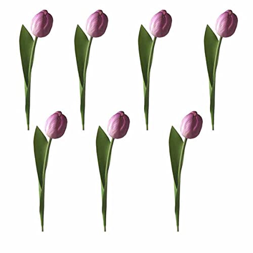 Fleurs artificielles Fausses tulipes pour tiges de décoration Vraies tulipes en PU pour la décoration intérieure Arrangements de couronnes de printemps Centres de table pour salle à manger (Purple) Cover