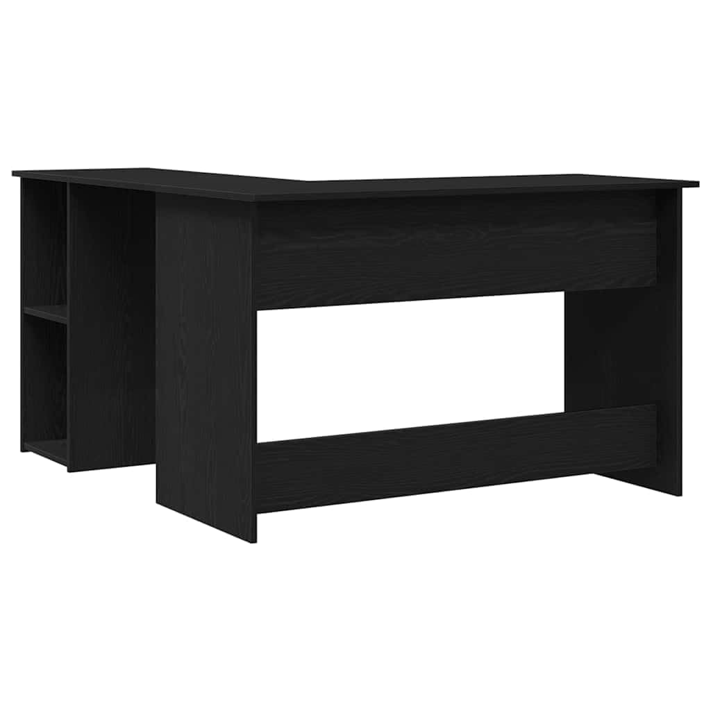 Escritorio esquinero de madera de roble negro, 120 x 140 x 75 cm, mesa de oficina compacta para oficina en casa y estudiantes, mesa de trabajo moderna con amplia superficie de trabajo