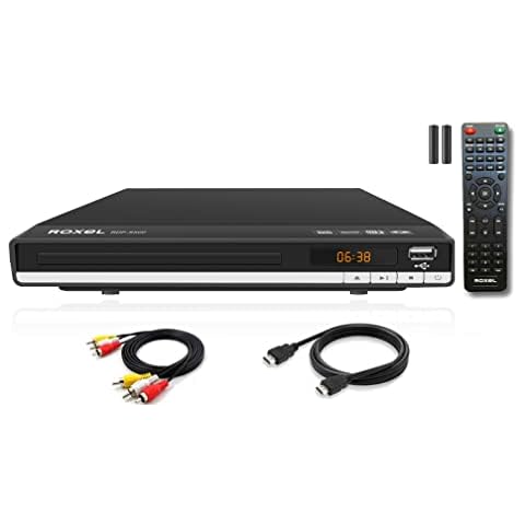 Roxel RDP-S500 DVD Player with HDMI Cable for TV, Multi Region DVD Player with USB Port, Remote Control, CD Player with FULL HD HDMI and RCA Port Cover