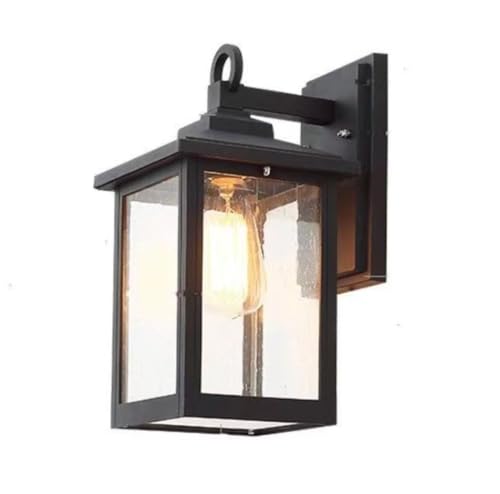 XHZMDWOU Aplique Exterior Jardines Aplique De Pared Exterior Aluminio, Farol Cristal, Impermeable, Negro, Para Jardín, Patio Villa Luz Exterior Pared Moderno(1 Pack)
