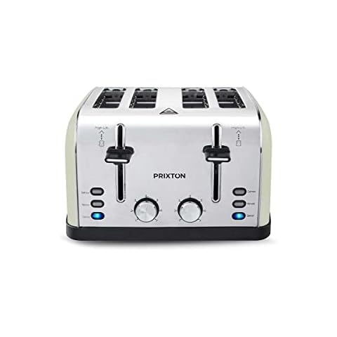 PRIXTON - Bianca Toaster - 4 Scheiben - 7 Röststufen - Leistung 1900W - Rostfreier Stahl Cover